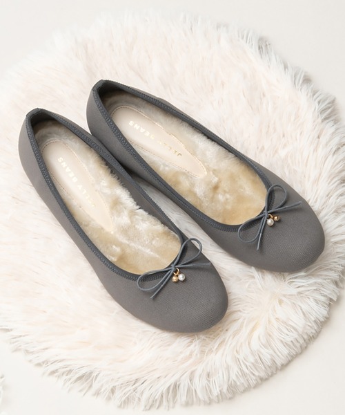 JELLY BEANS(ジェリービーンズ)の「あったか仕様◆インナーファーバレエシューズ【Made in Japan】(125-56132)JELLY BEANS(ジェリービーンズ)(バレエシューズ・レディース・ブラック/グレー/アニマル・23/22.5/24/23.5/24.5)」の1枚目の写真