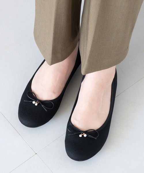 JELLY BEANS(ジェリービーンズ)の「あったか仕様◆インナーファーバレエシューズ【Made in Japan】(125-56132)JELLY BEANS(ジェリービーンズ)(バレエシューズ・レディース・ブラック/グレー/アニマル・23/22.5/24/23.5/24.5)」の2枚目の写真