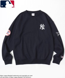 MLB/メジャーリーグベースボール 別注 オーバーサイズ 裏起毛 ロゴ ワッペン ワンポイント刺繍 スウェット トレーナー/レディース メンズ