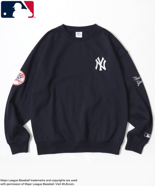 MLB（メジャーリーグベースボール）の「MLB/メジャーリーグベースボール オーバーサイズ 裏起毛 ロゴ ワッペン ワンポイント刺繍 スウェット トレーナー/レディース メンズ（スウェット・レディース・ブラック/アッシュグレー/ネイビー/ブラウン・M/L/LL）」の4枚目の写真