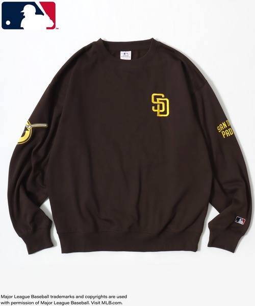 MLB（メジャーリーグベースボール）の「MLB/メジャーリーグベースボール オーバーサイズ 裏起毛 ロゴ ワッペン ワンポイント刺繍 スウェット トレーナー/レディース メンズ（スウェット・レディース・ブラック/アッシュグレー/ネイビー/ブラウン・M/L/LL）」の3枚目の写真