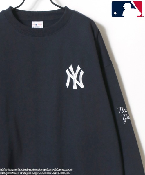 MLB（メジャーリーグベースボール）の「MLB/メジャーリーグベースボール オーバーサイズ 裏起毛 ロゴ ワッペン ワンポイント刺繍 スウェット トレーナー/レディース メンズ（スウェット・レディース・ブラック/アッシュグレー/ネイビー/ブラウン・M/L/LL）」の8枚目の写真