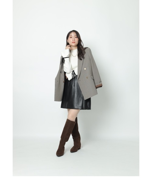 Apuweiser-riche（アプワイザーリッシェ）の「ダブルラップスカート（スカート・レディース・ブラウン/ブラック・TALL/2/1/0）」の4枚目の写真