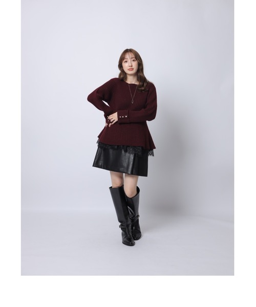 Apuweiser-riche（アプワイザーリッシェ）の「ダブルラップスカート（スカート・レディース・ブラウン/ブラック・TALL/2/1/0）」の6枚目の写真