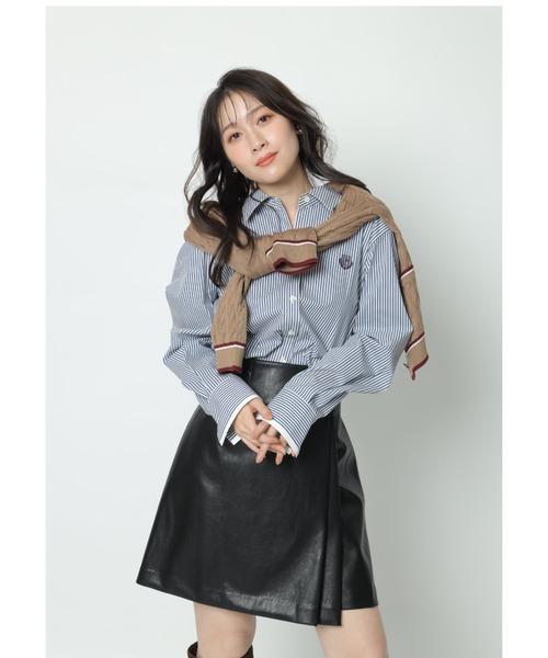 Apuweiser-riche（アプワイザーリッシェ）の「ダブルラップスカート（スカート・レディース・ブラウン/ブラック・TALL/2/1/0）」の8枚目の写真