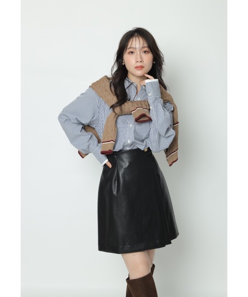 Apuweiser-riche（アプワイザーリッシェ）の「ダブルラップスカート（スカート・レディース・ブラウン/ブラック・TALL/2/1/0）」の9枚目の写真