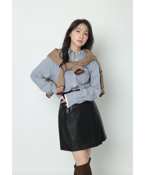 Apuweiser-riche（アプワイザーリッシェ）の「ダブルラップスカート（スカート・レディース・ブラウン/ブラック・TALL/2/1/0）」の10枚目の写真