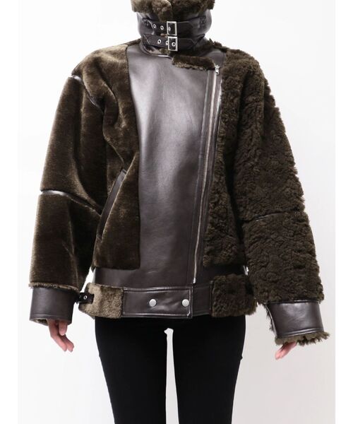 セール】ミックスファーフェイクムートン（ムートンコート