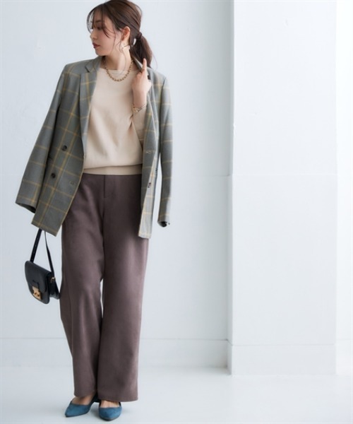 nissen（ニッセン）の「スウェード調ストレートパンツ＜大きいサイズ有＞（その他パンツ・レディース・ブラック/モカ/キナリ・S/M/L/LL）」の6枚目の写真