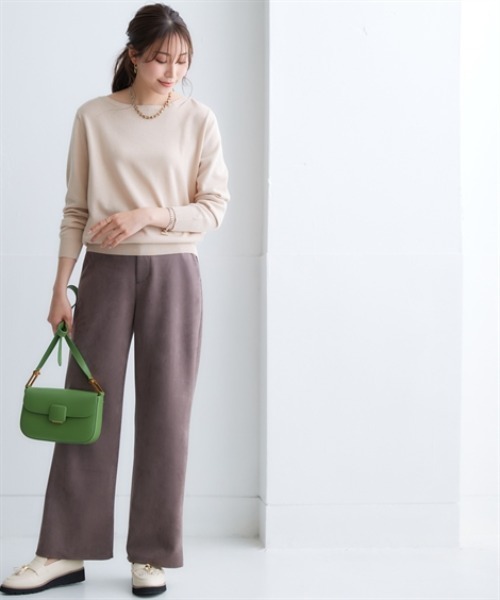 nissen（ニッセン）の「スウェード調ストレートパンツ＜大きいサイズ有＞（その他パンツ・レディース・ブラック/モカ/キナリ・S/M/L/LL）」の7枚目の写真