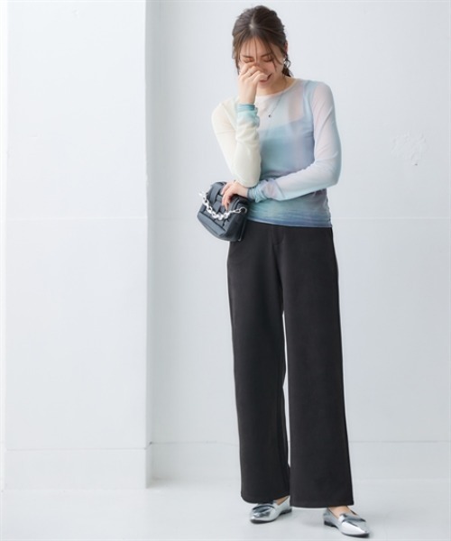 nissen（ニッセン）の「スウェード調ストレートパンツ＜大きいサイズ有＞（その他パンツ・レディース・ブラック/モカ/キナリ・S/M/L/LL）」の11枚目の写真