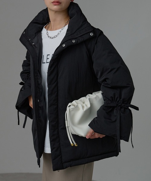 セール】中わた袖リボン2wayジャケット（ダウンジャケット/コート）｜r
