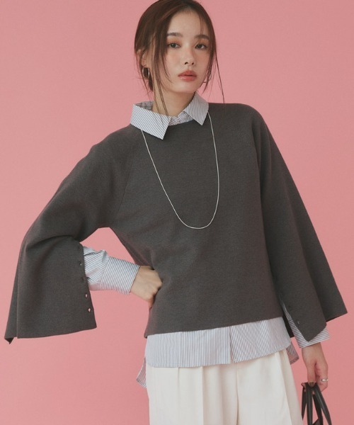 Pierrot(ピエロ)の「袖ボタン2wayニット(ニット/セーター・レディース・ブラック/チャコール/ホワイト・M/L)」の17枚目の写真