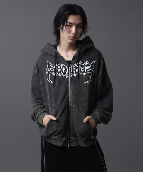 SEQUENZ(シークエンズ)の「【SEQUENZ(シークエンズ)】NEW O.G LOGO SPIDER ZIP PK(パーカー・メンズ・カモフラージュ/グレー系その他/ブラック・L/S/M)」の1枚目の写真