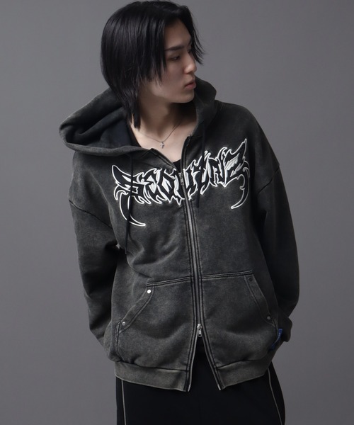 SEQUENZ(シークエンズ)の「【SEQUENZ(シークエンズ)】NEW O.G LOGO SPIDER ZIP PK(パーカー・メンズ・カモフラージュ/グレー系その他/ブラック・L/S/M)」の5枚目の写真