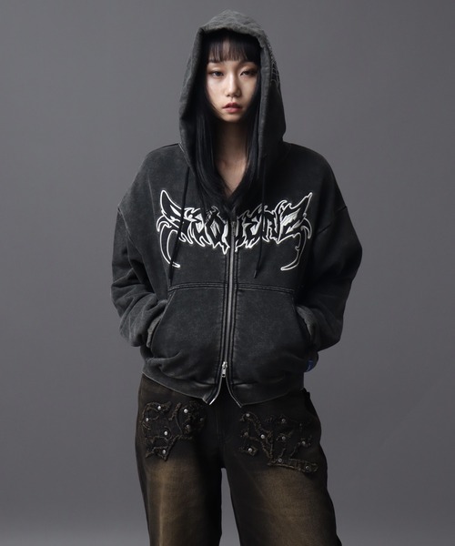 SEQUENZ(シークエンズ)の「【SEQUENZ(シークエンズ)】NEW O.G LOGO SPIDER ZIP PK(パーカー・メンズ・カモフラージュ/グレー系その他/ブラック・L/S/M)」の9枚目の写真