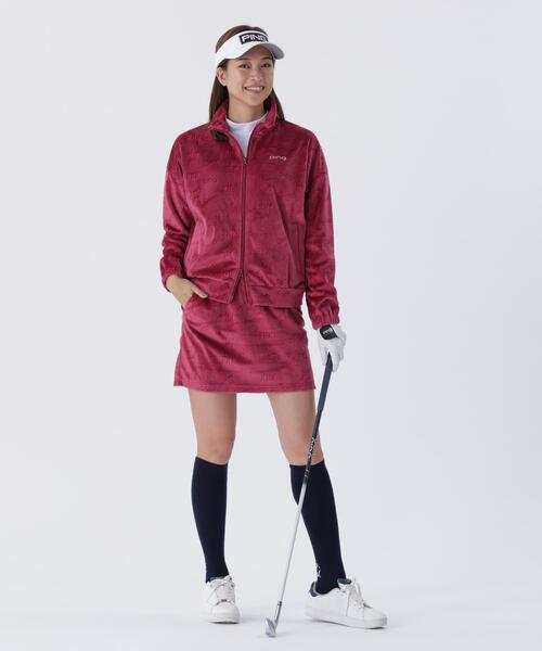【レッド】全方向ストレッチ ベロアジャカードスカート <LADIES LINE> (LADIES) セール】【PING APPAREL】全方向ストレッチ ベロアジャカードスカート