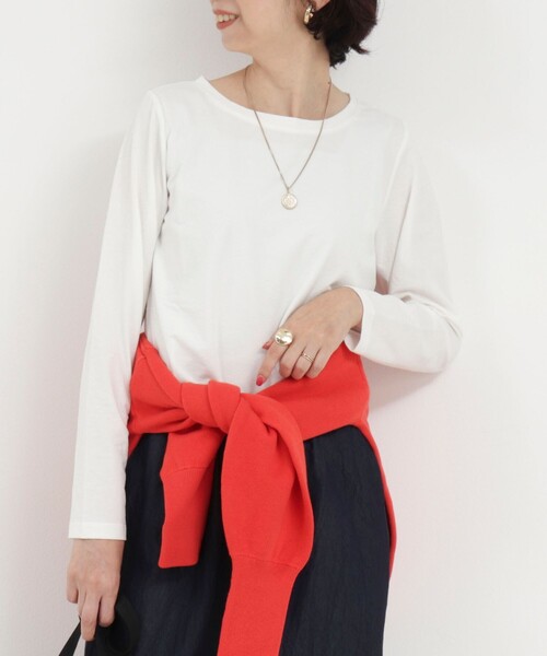 fredy couleur（フレディクルール）の「パール釦開き麻調長袖カットソー（Tシャツ/カットソー・レディース・グレイッシュベージュ/オフホワイト/チャコールグレー/ピンク・38）」の17枚目の写真