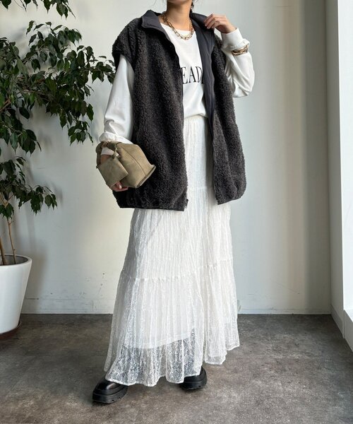 DouDou（ドゥドゥ）の「【WEB限定】リバーシブルボアベスト（ベスト・レディース・ベージュ/グレー・FREE）」の3枚目の写真