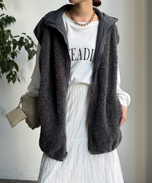 セール】【WEB限定】リバーシブルボアベスト（ベスト）｜DouDou