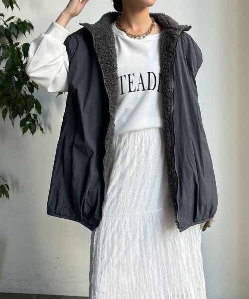 DouDou（ドゥドゥ）の「【WEB限定】リバーシブルボアベスト（ベスト・レディース・ベージュ/グレー・FREE）」の10枚目の写真