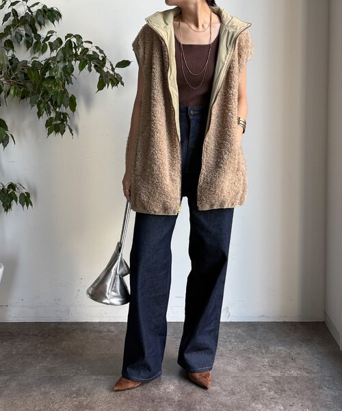 DouDou（ドゥドゥ）の「【WEB限定】リバーシブルボアベスト（ベスト・レディース・ベージュ/グレー・FREE）」の12枚目の写真