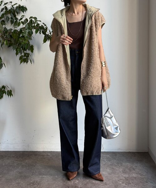 DouDou（ドゥドゥ）の「【WEB限定】リバーシブルボアベスト（ベスト・レディース・ベージュ/グレー・FREE）」の13枚目の写真