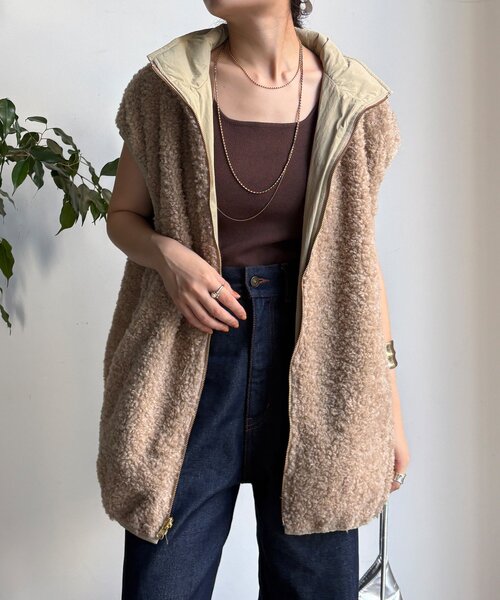 DouDou（ドゥドゥ）の「【WEB限定】リバーシブルボアベスト（ベスト・レディース・ベージュ/グレー・FREE）」の17枚目の写真