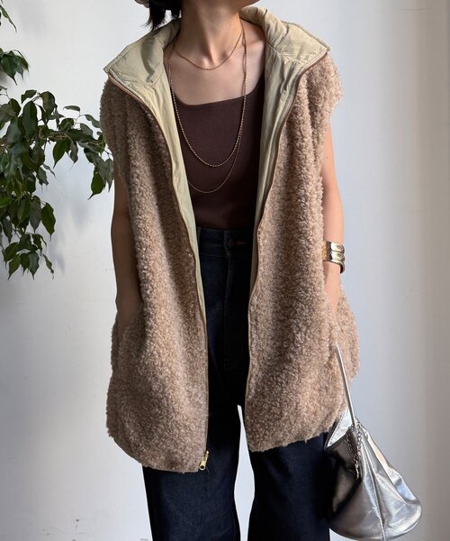 DouDou（ドゥドゥ）の「【WEB限定】リバーシブルボアベスト（ベスト・レディース・ベージュ/グレー・FREE）」の18枚目の写真