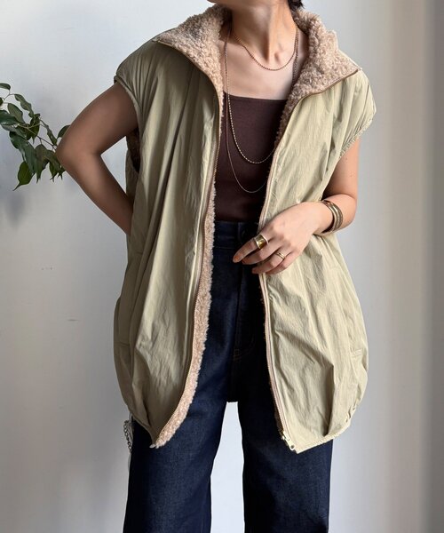 DouDou（ドゥドゥ）の「【WEB限定】リバーシブルボアベスト（ベスト・レディース・ベージュ/グレー・FREE）」の19枚目の写真