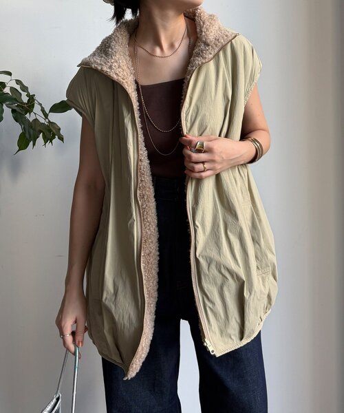 DouDou（ドゥドゥ）の「【WEB限定】リバーシブルボアベスト（ベスト・レディース・ベージュ/グレー・FREE）」の20枚目の写真