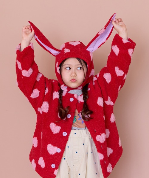 MARKEY'S（マーキーズ）の「ジャガードボア耳つきボウシ（ニットキャップ/ビーニー・キッズ・オフホワイト/ブルー/レッド/ライトブルー・FREE）」の4枚目の写真