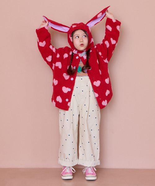 MARKEY'S（マーキーズ）の「ジャガードボア耳つきボウシ（ニットキャップ/ビーニー・キッズ・オフホワイト/ブルー/レッド/ライトブルー・FREE）」の6枚目の写真