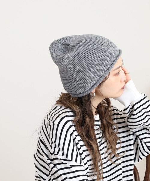 Sense of Grace（センスオブグレース）の「火山岩糸混　ニット帽（ニットキャップ/ビーニー・レディース・グレー/ターコイズブルー/ブラック/ベージュ/ピンク・FREE）」の3枚目の写真