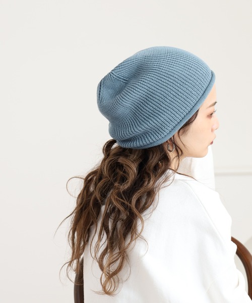 Sense of Grace（センスオブグレース）の「火山岩糸混　ニット帽（ニットキャップ/ビーニー・レディース・グレー/ターコイズブルー/ブラック/ベージュ/ピンク・FREE）」の4枚目の写真