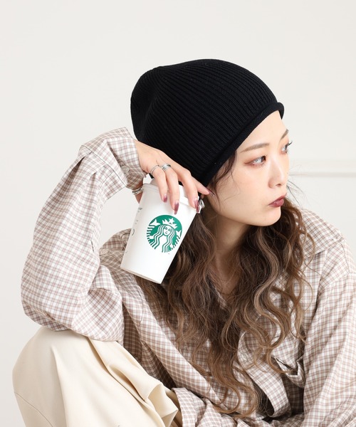 Sense of Grace（センスオブグレース）の「火山岩糸混　ニット帽（ニットキャップ/ビーニー・レディース・グレー/ターコイズブルー/ブラック/ベージュ/ピンク・FREE）」の2枚目の写真