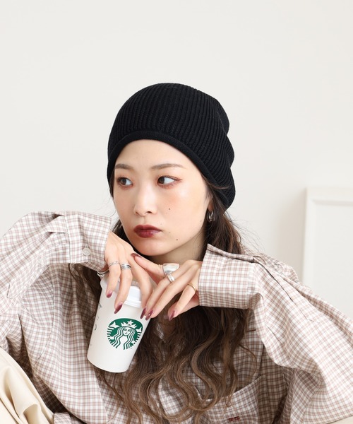 Sense of Grace（センスオブグレース）の「火山岩糸混　ニット帽（ニットキャップ/ビーニー・レディース・グレー/ターコイズブルー/ブラック/ベージュ/ピンク・FREE）」の8枚目の写真