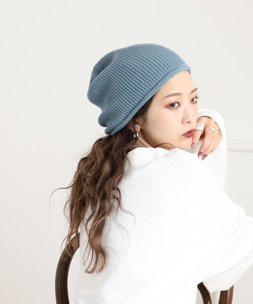 Sense of Grace（センスオブグレース）の「火山岩糸混　ニット帽（ニットキャップ/ビーニー・レディース・グレー/ターコイズブルー/ブラック/ベージュ/ピンク・FREE）」の14枚目の写真