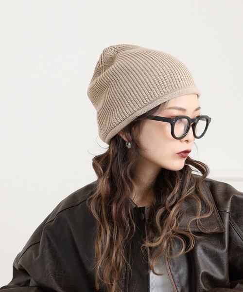 Sense of Grace（センスオブグレース）の「火山岩糸混　ニット帽（ニットキャップ/ビーニー・レディース・グレー/ターコイズブルー/ブラック/ベージュ/ピンク・FREE）」の11枚目の写真