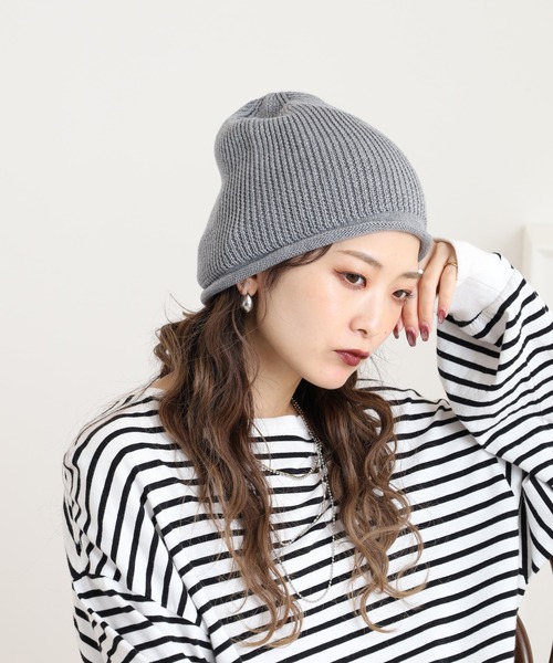 Sense of Grace（センスオブグレース）の「火山岩糸混　ニット帽（ニットキャップ/ビーニー・レディース・グレー/ターコイズブルー/ブラック/ベージュ/ピンク・FREE）」の22枚目の写真