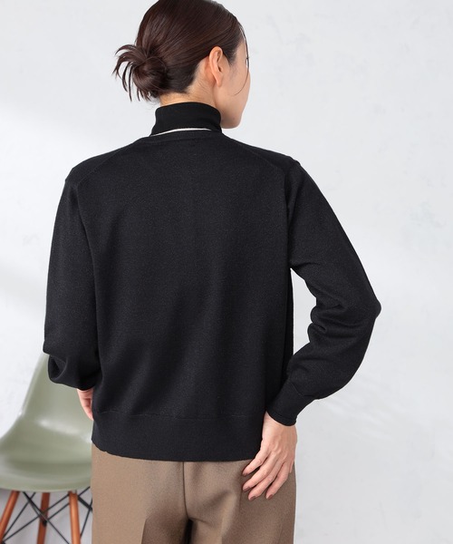 GALLORIA（ギャローリア）の「マシンウォッシャブル　配色クルーカーディガン（カーディガン/ボレロ・レディース・ライトグレー/ピンク/ブラック・M/L/LL/S）」の5枚目の写真