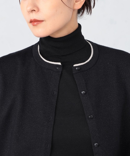 GALLORIA（ギャローリア）の「マシンウォッシャブル　配色クルーカーディガン（カーディガン/ボレロ・レディース・ライトグレー/ピンク/ブラック・M/L/LL/S）」の6枚目の写真