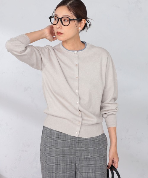 GALLORIA（ギャローリア）の「マシンウォッシャブル　配色クルーカーディガン（カーディガン/ボレロ・レディース・ライトグレー/ピンク/ブラック・M/L/LL/S）」の8枚目の写真