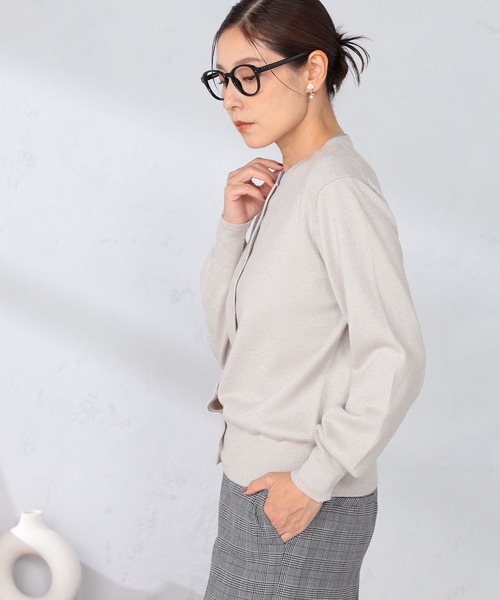 GALLORIA（ギャローリア）の「マシンウォッシャブル　配色クルーカーディガン（カーディガン/ボレロ・レディース・ライトグレー/ピンク/ブラック・M/L/LL/S）」の9枚目の写真