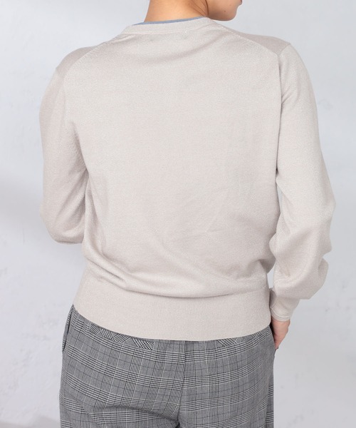 GALLORIA（ギャローリア）の「マシンウォッシャブル　配色クルーカーディガン（カーディガン/ボレロ・レディース・ライトグレー/ピンク/ブラック・M/L/LL/S）」の10枚目の写真