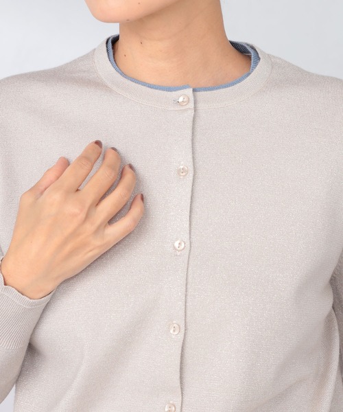 GALLORIA（ギャローリア）の「マシンウォッシャブル　配色クルーカーディガン（カーディガン/ボレロ・レディース・ライトグレー/ピンク/ブラック・M/L/LL/S）」の11枚目の写真