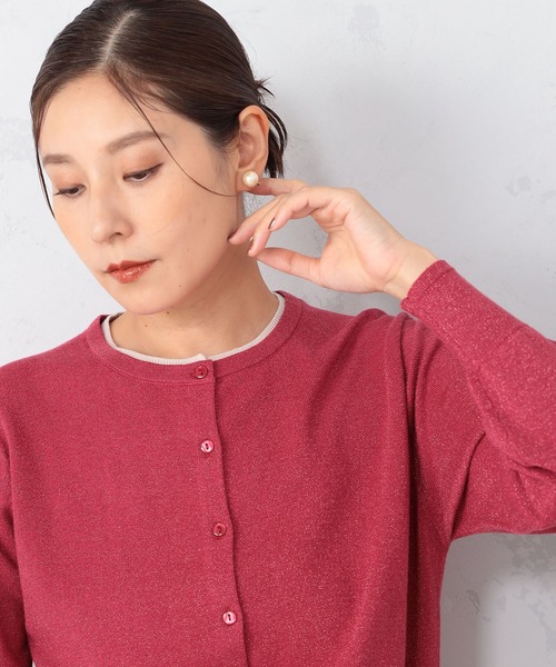 GALLORIA（ギャローリア）の「マシンウォッシャブル　配色クルーカーディガン（カーディガン/ボレロ・レディース・ライトグレー/ピンク/ブラック・M/L/LL/S）」の13枚目の写真