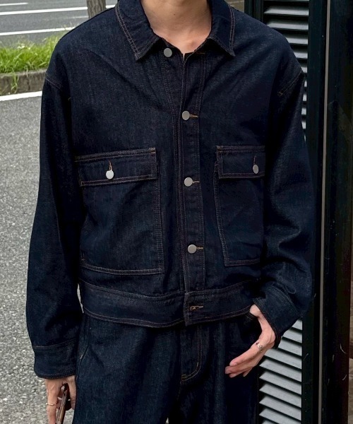 セール】【Chikashitsu +】2 pocket rigid denim jacket