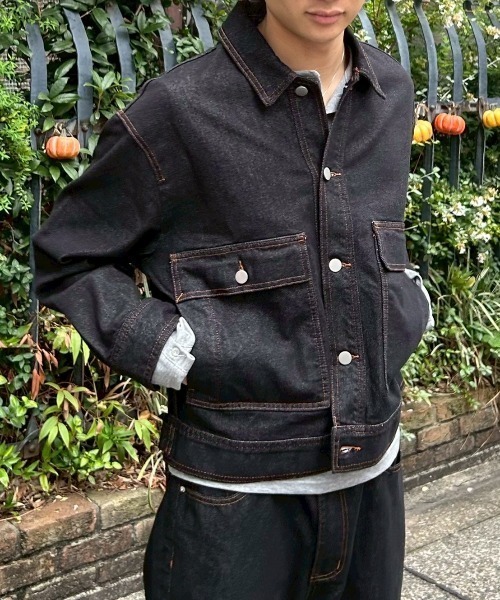 セール】【Chikashitsu +】2 pocket rigid denim jacket