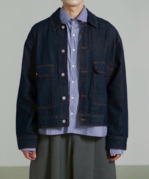 セール】【Chikashitsu +】2 pocket rigid denim jacket